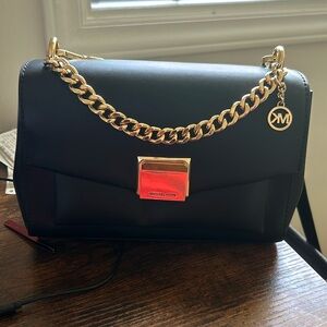 MICHAEL Michael Kors Black Shoulder Bag with Gold Chain